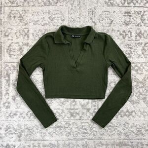Zara Olive Long Sleeve Top